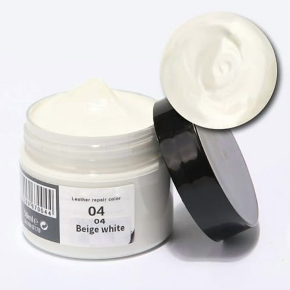Leather Recoloring Balm, Leather Color Restorer, Leather Paint Repair Filler Kit, Leather Restoration Scratch Cream Dye Polish for Couch Furniture Couches Sofa (Beige White)