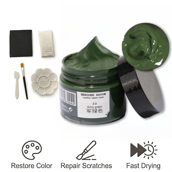 Leather Recoloring Balm, Leather Cream, Leather Color Restorer, Leather Color Care Repair Polish Cream, Leather Restorer for Handbag,Couches, Shoe, Car Seats(Army green)