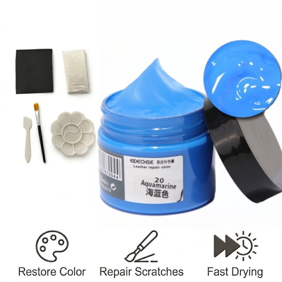 Leather Recoloring Balm, Leather Cream, Leather Color Restorer, Leather Color Care Repair Polish Cream, Leather Restorer for Handbag,Couches, Shoe, Car Seats(Aquamarine)