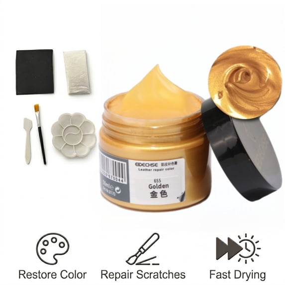 Leather Recoloring Balm, Leather Cream, Leather Color Restorer, Leather Color Care Repair Polish Cream, Leather Restorer for Handbag,Couches, Shoe, Car Seats(Golden)