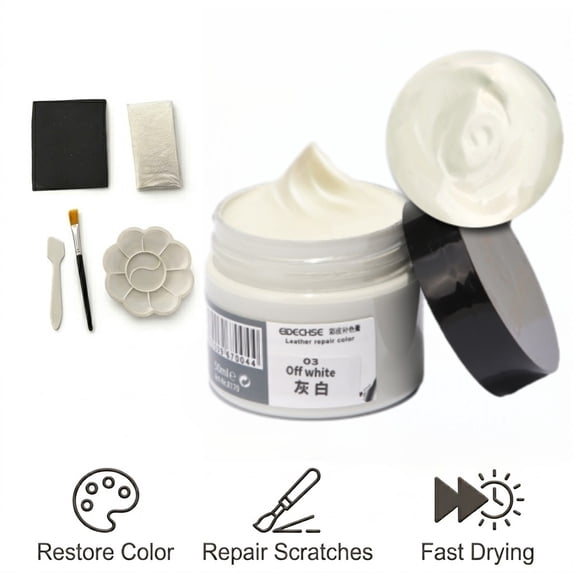 Leather Recoloring Balm, Leather Cream, Leather Color Restorer, Leather Color Care Repair Polish Cream, Leather Restorer for Handbag,Couches, Shoe, Car Seats(Off white)