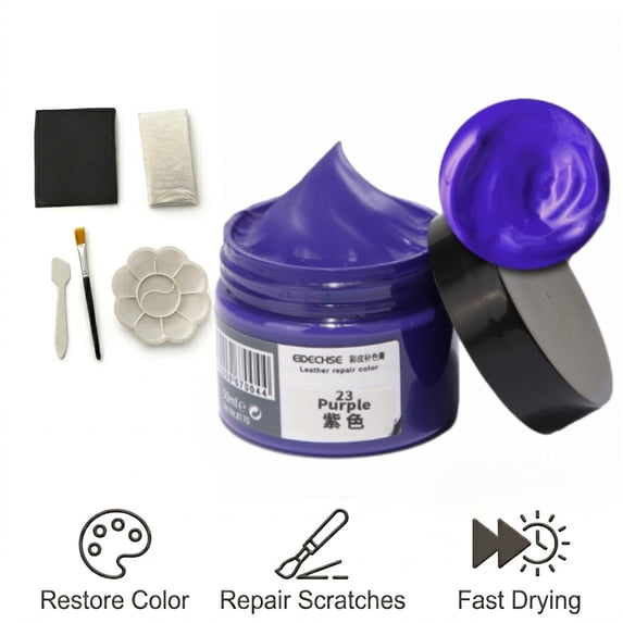 Leather Recoloring Balm, Leather Cream, Leather Color Restorer, Leather Color Care Repair Polish Cream, Leather Restorer for Handbag,Couches, Shoe, Car Seats(Purple)