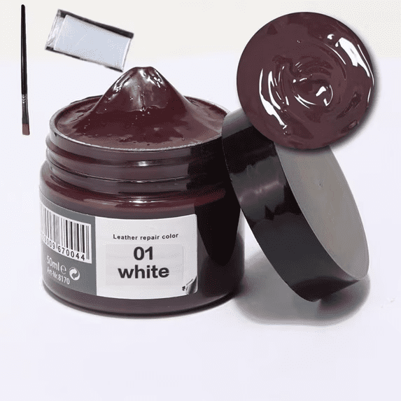 Leather Recoloring Balm, Leather Cream, Leather Color Restorer, Leather Color Care Repair Polish Cream, Leather Restorer for Handbag,Couches, Shoe, Car Seats (White)