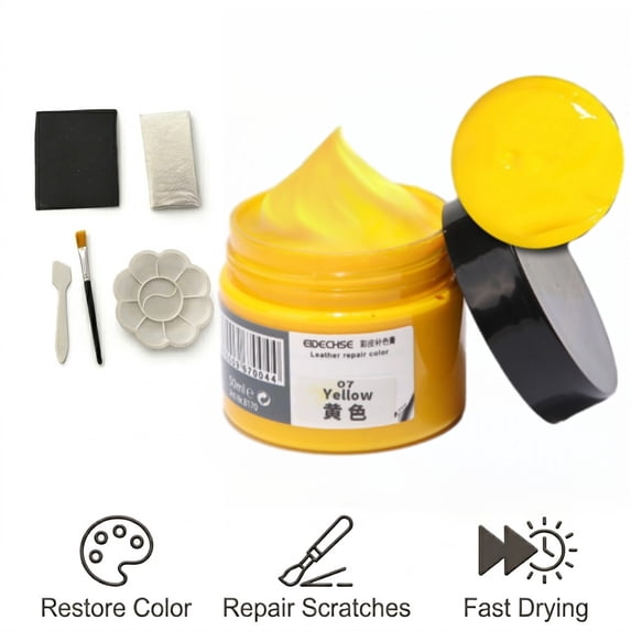 Leather Recoloring Balm, Leather Cream, Leather Color Restorer, Leather Color Care Repair Polish Cream, Leather Restorer for Handbag,Couches, Shoe, Car Seats(Yellow)