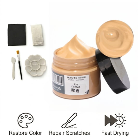Leather Recoloring Balm, Leather Cream, Leather Color Restorer, Leather Color Care Repair Polish Cream, Leather Restorer for Handbag,Couches, Shoe, Car Seats(camel)