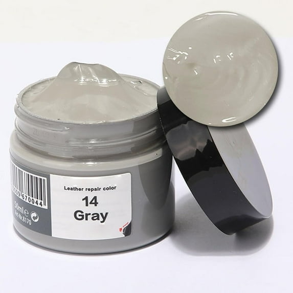 Leather Recoloring Balm, Leather Recoloring Cream, Leather Repair Filler, Leather Color Restorer, Leather Polish Cream for Leather Scratch Repair (14-Gray)