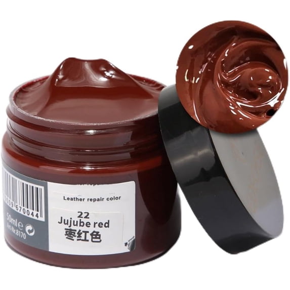 Leather Recoloring Balm, Leather Recoloring Cream, Leather Repair Filler, Leather Color Restorer, Leather Polish Cream for Leather Scratch Repair (22-jujube red)