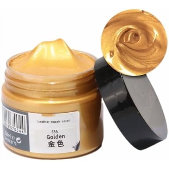 Leather Recoloring Balm, Leather Recoloring Cream, Leather Repair Filler, Leather Color Restorer, Leather Polish Cream for Leather Scratch Repair (655-golden)