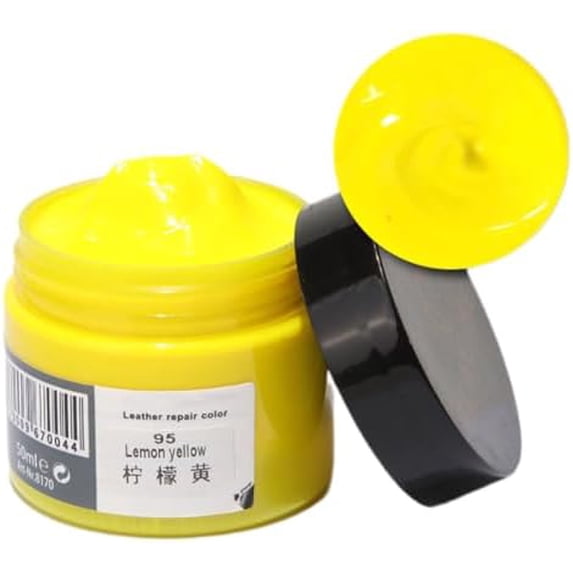 Leather Recoloring Balm, Leather Recoloring Cream, Leather Repair Filler, Leather Color Restorer, Leather Polish Cream for Leather Scratch Repair (95-lemom Yellow)