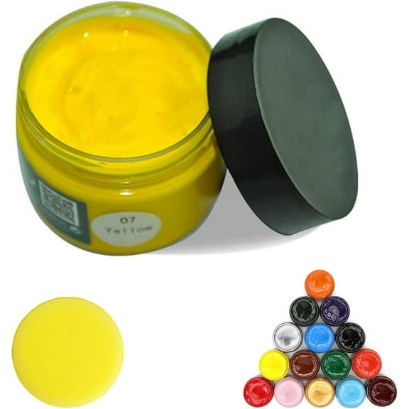 Leather Recoloring Balm, Leather Repair Cream, Leather Paint for Furniture, Leather Color Restorer, Leather Scratch Remover, Leather Restorer for Couches and Car Seats (Yellow)