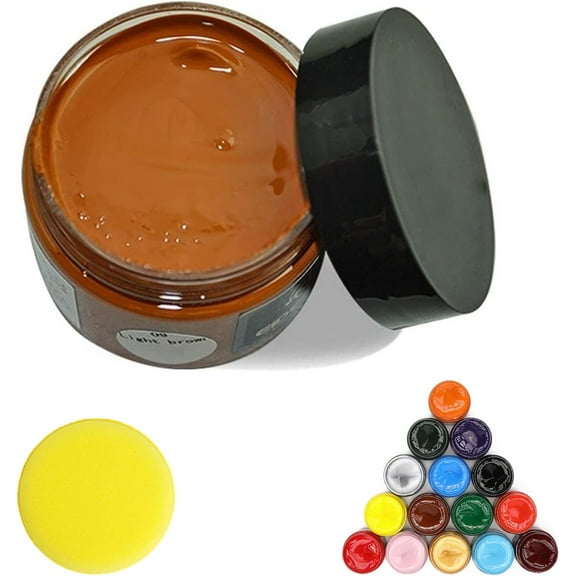 Leather Recoloring Balm, Leather Repair Cream, Leather Paint for Furniture, Leather Color Restorer, Leather Scratch Remover, Leather Restorer for Couches and Car Seats (Light-Brown)