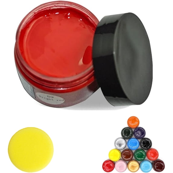 Leather Recoloring Balm, Leather Repair Cream, Leather Paint for Furniture, Leather Color Restorer, Leather Scratch Remover, Leather Restorer for Couches and Car Seats (Bright-red)