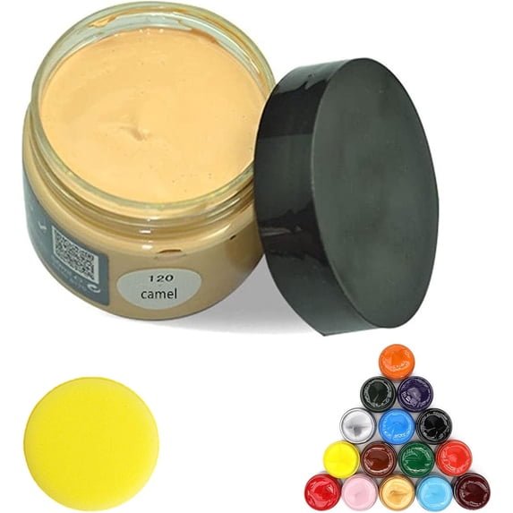 Leather Recoloring Balm, Leather Repair Cream, Leather Paint for Furniture, Leather Color Restorer, Leather Scratch Remover, Leather Restorer for Couches and Car Seats (Camel)