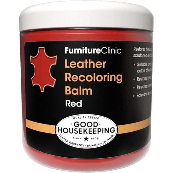 The Original Leather Recoloring Balm by Furniture Clinic - Red Leather Dye for Furniture, Couches & Car Seats - Restore Scratched, Faded, & Damaged Surfaces