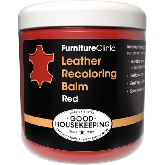 The Original Leather Recoloring Balm by Furniture Clinic - Red Leather Dye for Furniture, Couches & Car Seats - Restore Scratched, Faded, & Damaged Surfaces