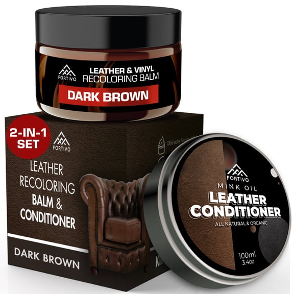 FORTIVO Recoloring Balm Gloss Shoe Polish Mink Oil, Dark Brown