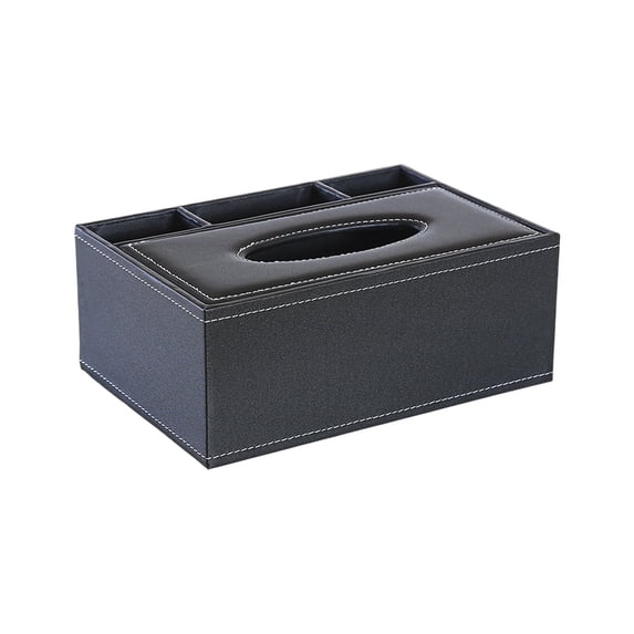 Leather Remote Control Storage Box, Multifunctional Organizer for Living Room, Compact Tissue Box with Remotes Holder, Easy Clean Design for Home Office and Nightstand