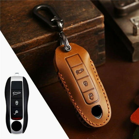 Leather Remote Smart Key Holder Cover FOB For Porsche Cayenne Panamera Macan 911