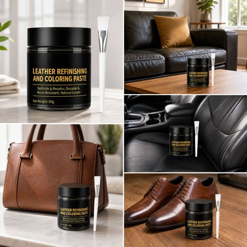 Leather Repair Cream 1.8 oz Leather Recoloring Paste Refinishing Paste with Brush Restores Faded Scratched for Sofa Shoes Car Seats Bags
