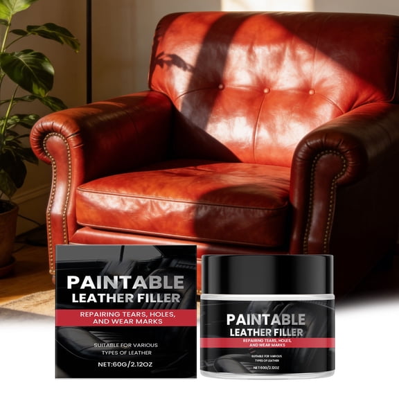 Leather Repair Filler, Crack And Hole Filler Strong Adhesion Quick-Drying Soft Natural Finish, Blends With Leather For Sofas Chairs Bags Shoes DIY Home Repair