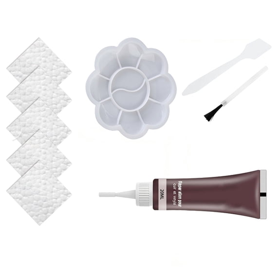 Leather Repair Kit, Brown 0.7 Ounce Set for Car Seats, Furniture Upholstery, Scratch and Tear Fix