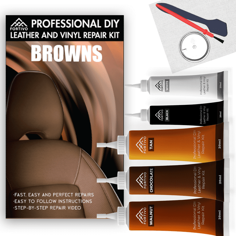 Fortivo Leather Repair Kits for Couches Brown- Vinyl Repair Kit, Leather Repair Kit