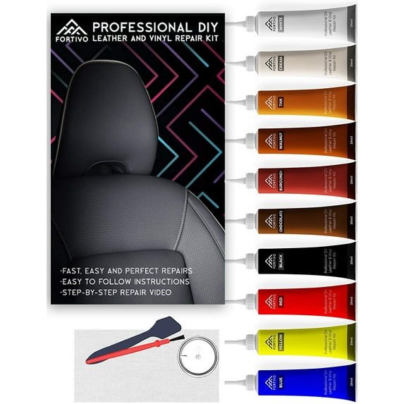Leather Repair Kits for Couches | Vinyl Repair Kit - Furniture, Car Seats, Sofa, Jacket, Purse, Belt, Shoes | Genuine, Italian, Bonded, Bycast, PU, Pleather |No Heat Required | Repair & Restore