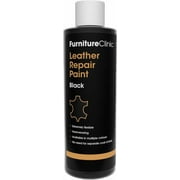 Furniture Clinic Leather Repair Paint | 2-in-1 Seal and Color | Use on Scratches, Tears, and Holes in Car Seats, Furniture | Quick and Easy Leather Repair Kit for Furniture (Black, 250ml / 8.5oz)