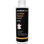 Furniture Clinic Leather Repair Paint | 2-in-1 Seal and Color | Use on Scratches, Tears, and Holes in Car Seats, Furniture | Quick and Easy Leather Repair Kit for Furniture White, 250ml / 8.5oz