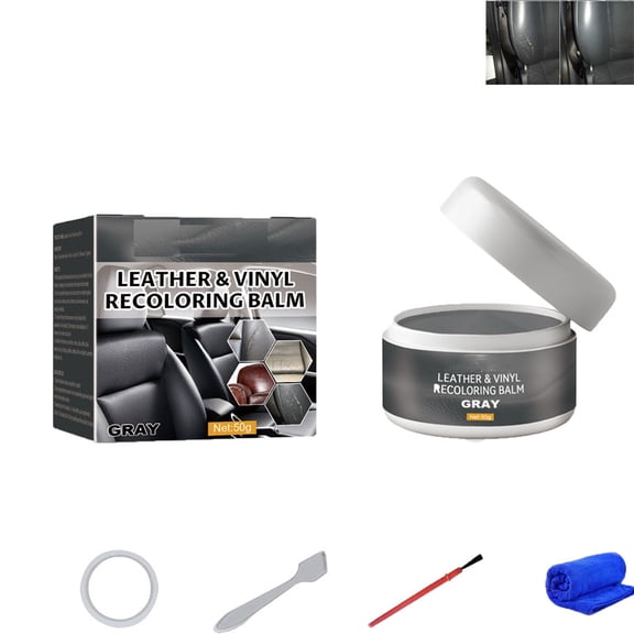 Leather Repair Paste,Leather & Vinyl Recoloring Balm,Leather Furniture Conditioner,Car Interior Repair Paste for Black Plastic & Leather, Scratch (GRAY)