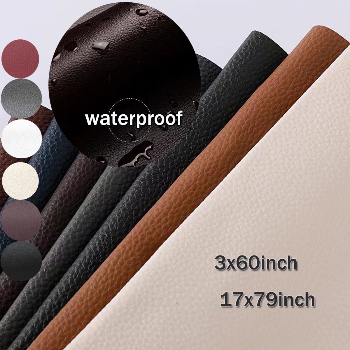 Leather Repair Patch Tape Kit Black 3 x 60 inch Self Adhesive Leather Repair Patch for Furniture, Couch, Sofa, Car Seats,Office Chair,Vinyl Repair Kit