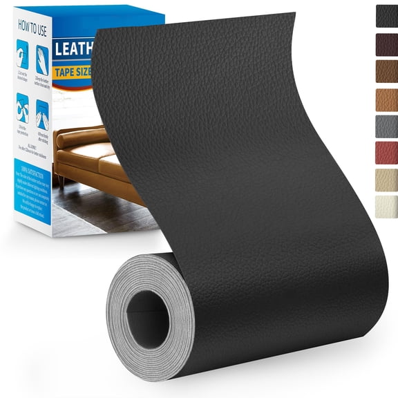 Leather Repair Patch Tape Kit, Black Self Adhesive Vinyl Leather Repair Patch, 4 Inch x 63 Inch Roll for Furniture, Car Seats, Sofa, Couch, Chairs, Boat Seats, Bags, Shoes