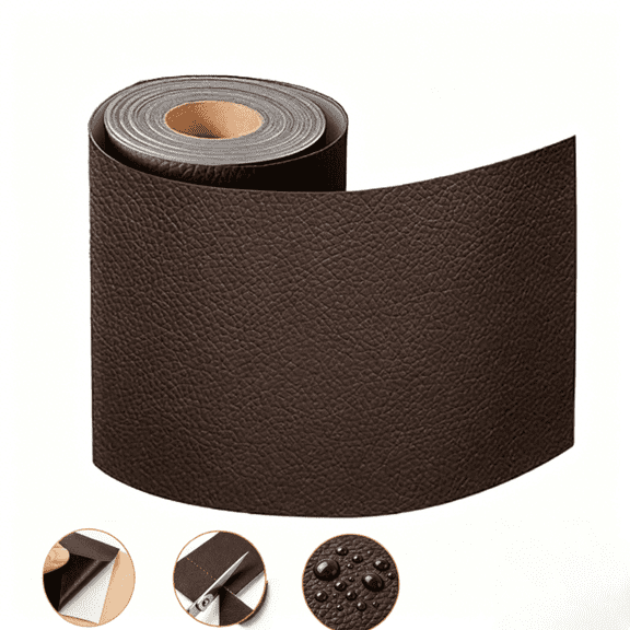 Leather Repair Patch Tape Kit,Self Adhesive Leather Repair for Furniture, Leather Goods,Couch, Sofa, Car Seats,Office Chair (4 x 63 Inches - Brown)