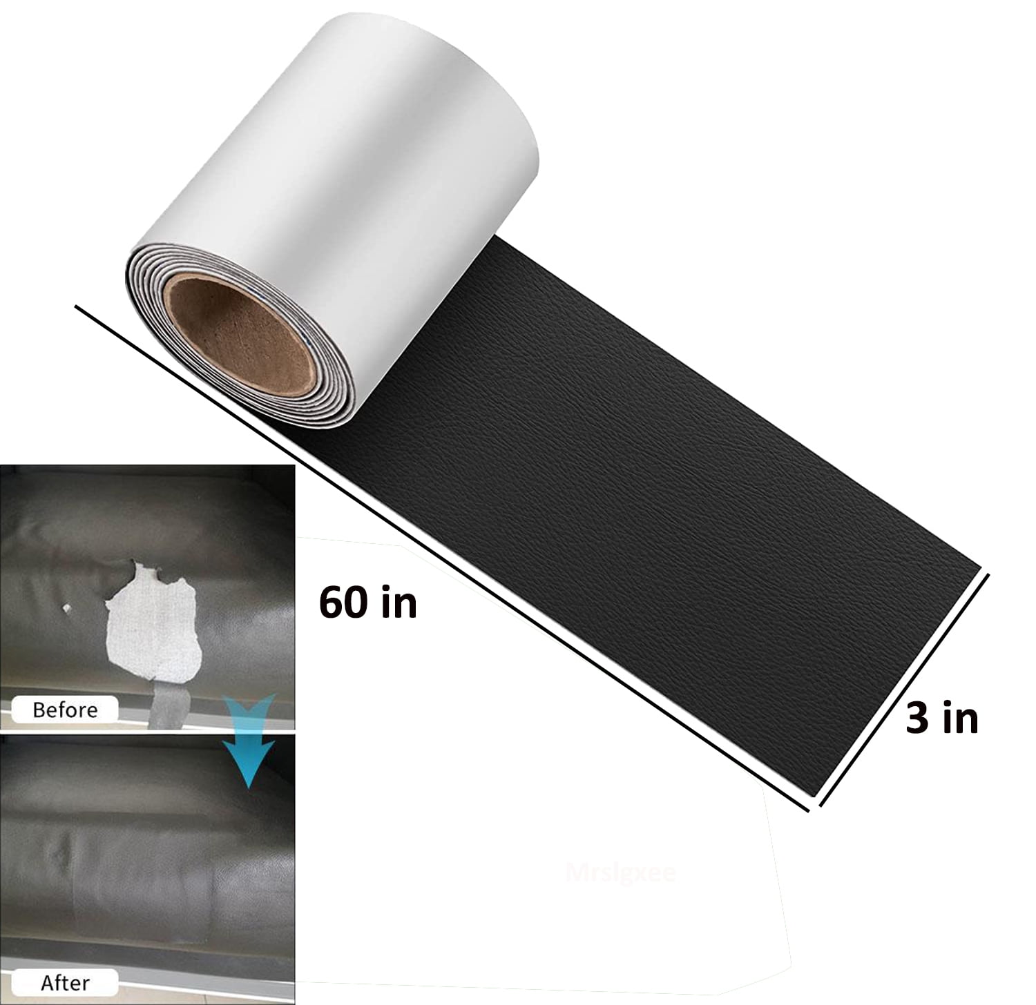 Leather Repair Patch Tape Self Adhesive 3x60 inch, Cuttable Leather Repair Tape for Furniture