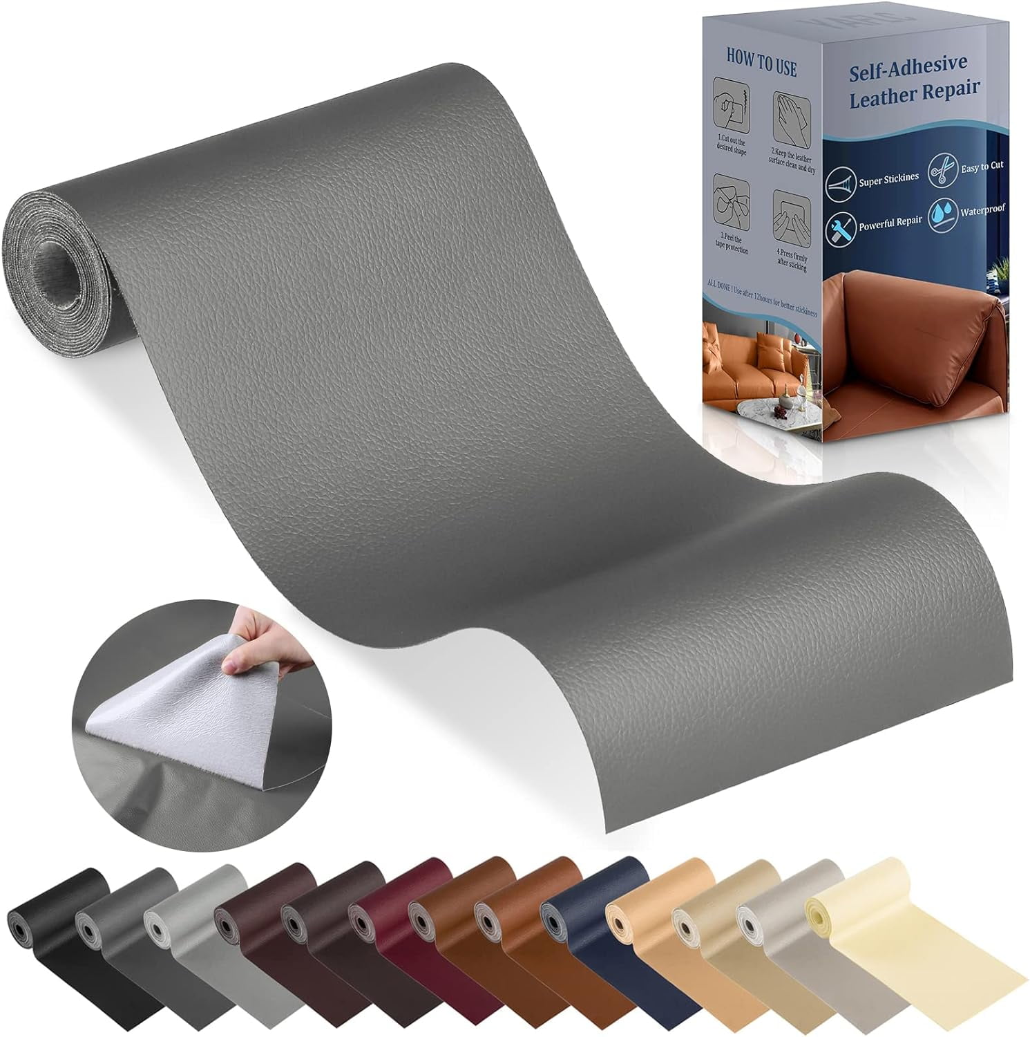 Leather Repair Patch for Furniture, 4" x 78" Self Adhesive Leather Repair Kit Vinyl Repair Tape for Car Seat Sofa Jackets Couches Chair Black