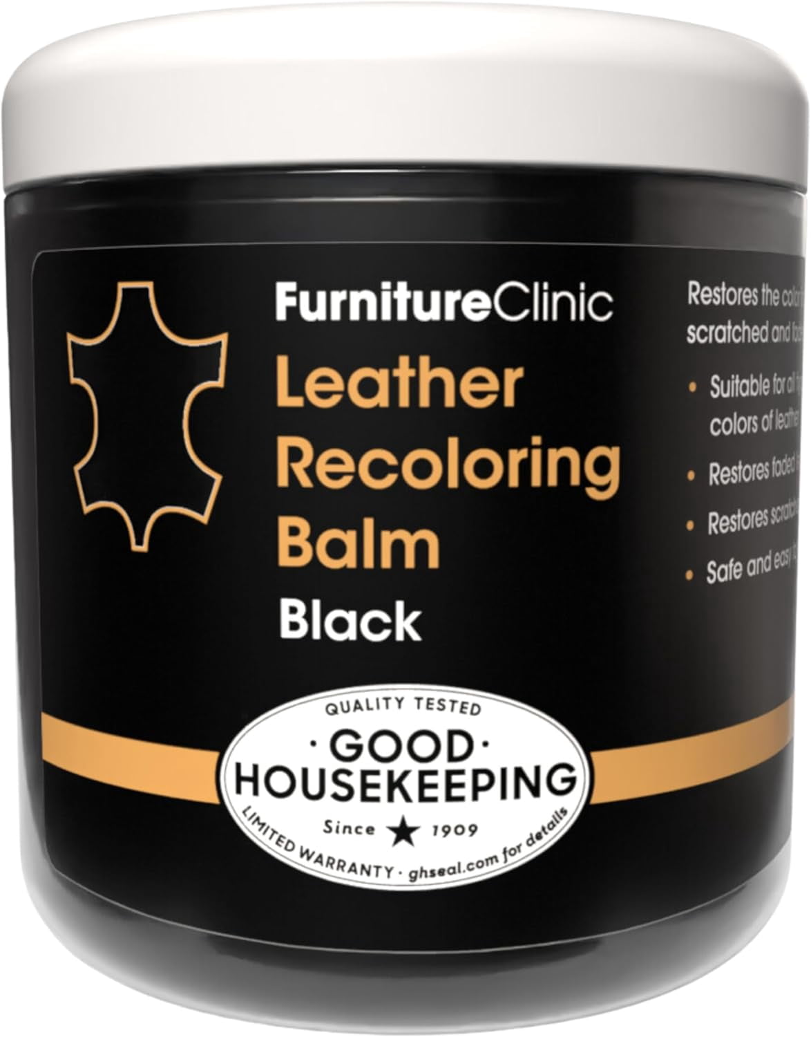 Furniture Clinic Leather Complete Restoration Kit | with Leather Recoloring Balm, Cleaner, 2-in-1 Protection Cream & Conditioner, Sponge, and Cloth | Repair Kit for Furniture (Black)