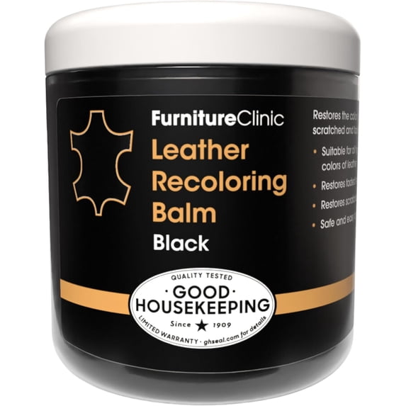 Furniture Clinic Leather Complete Restoration Kit | with Leather Recoloring Balm, Cleaner, 2-in-1 Protection Cream & Conditioner, Sponge, and Cloth | Repair Kit for Furniture (Black)