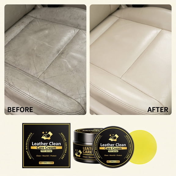 Leather Restoration Kit, Cleaner and Conditioner for Car Seats Furniture Sofas, 100g Cream with Sponge Microfiber Cloth Revives Shine