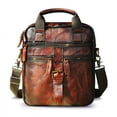 thumbnail image 1 of Leather Retro Men's 10-inch Tablet Shoulder Bag Diagonal Bag,Coffee, 1 of 2
