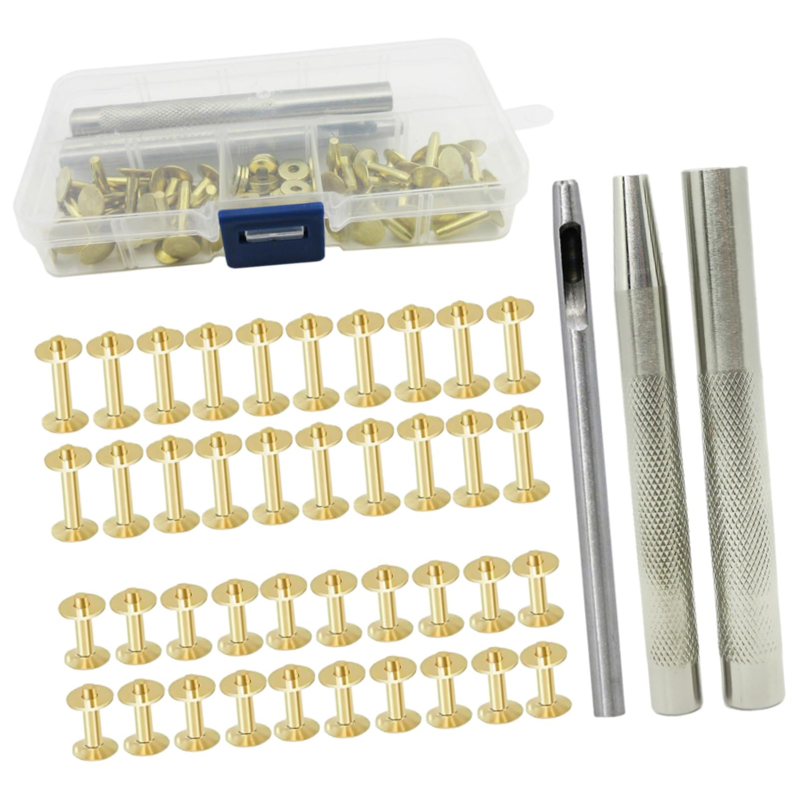 Leather Rivet Copper Rivets Metal Studs Repairing Decorating Decoration 40 Set Leather Rivets Tubular for Belt Making DIY Leather Craft B
