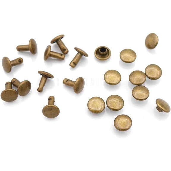 Leather Rivet Double Cap Rivets Tubular Metal Studs for Leather Craft Repairs Decoration TLDC (5 mm Cap 500 Pack, Antique Brass)