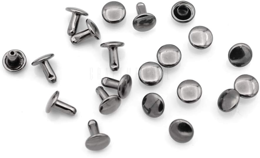 Leather Rivet Double Cap Rivets Tubular Metal Studs for Leather Craft Repairs Decoration TLDC (5 mm Cap 500 Pack, Gunmetal)