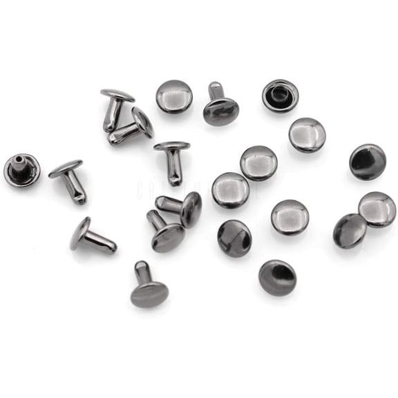 Leather Rivet Double Cap Rivets Tubular Metal Studs for Leather Craft Repairs Decoration TLDC (5 mm Cap 500 Pack, Gunmetal)