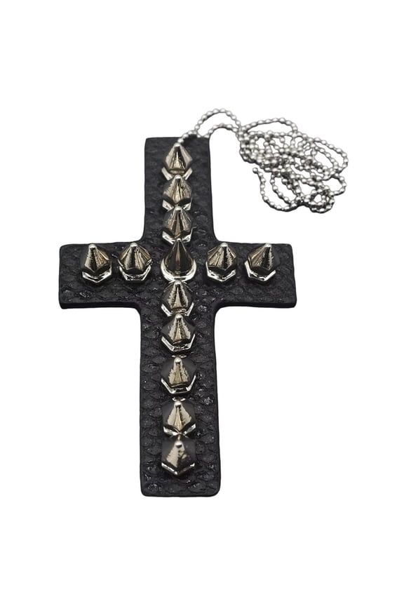 Leather Rivet Rhinestone Cross Choker Hippie Necklace Goth Punk Women Statement Crucifix Charm Jewelry Gift