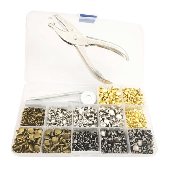 Leather Rivet Tubular Metal Studs with Setting Tools Punch Plier