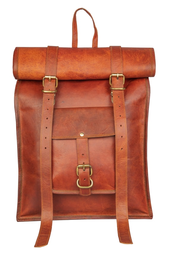 Leather Rolling Backpack.
