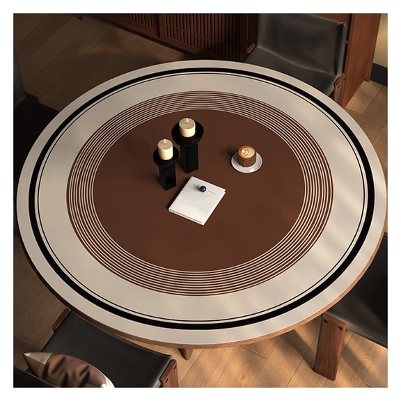 Leather Round Waterproof Table Cloth, Waterproof Oil-Proof Wipeable Table Protector Pad for Dining Room Coffee Garden Table