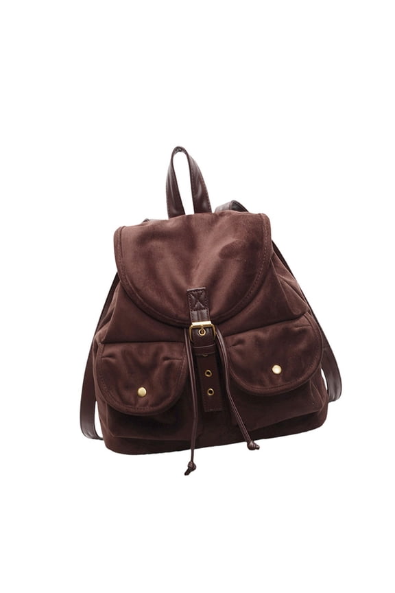 Leather Rucksack With Drawstring Closure And Multiple Pockets School Backpack Casual Daypack For Organized Storage