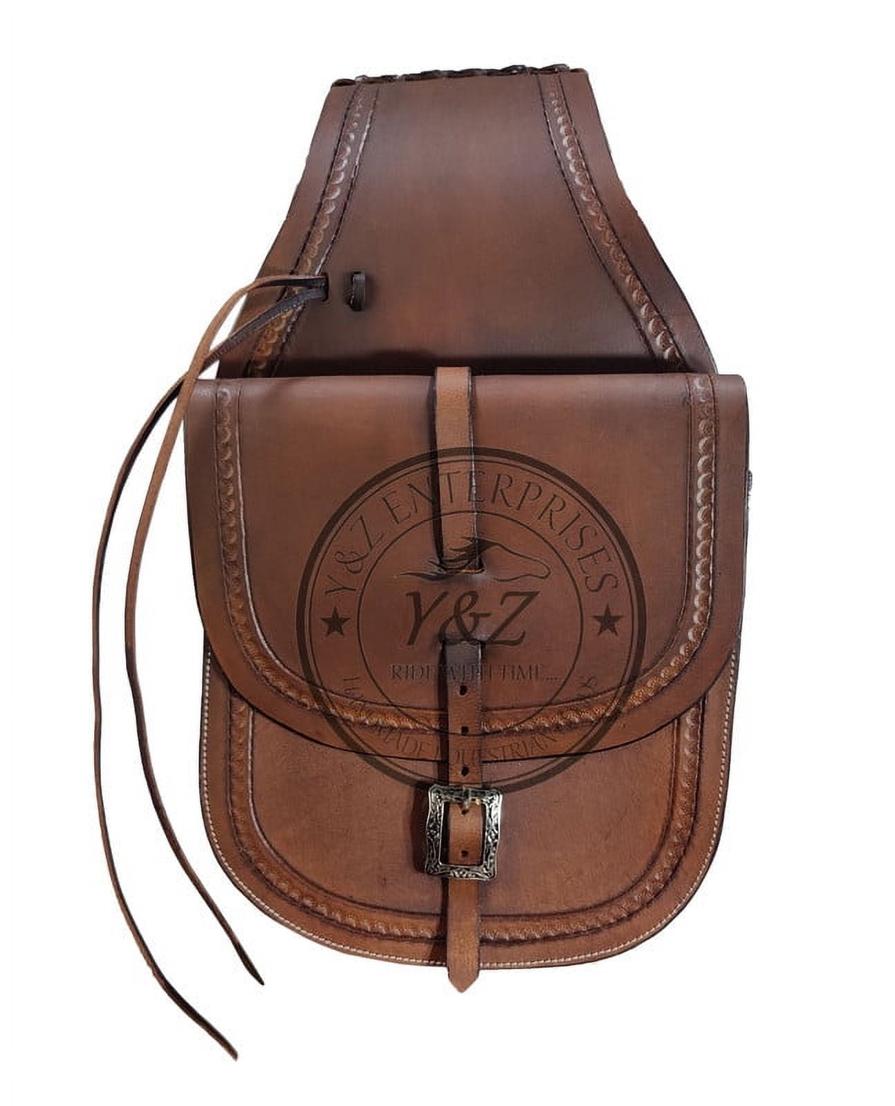Leather Saddle Bag Brown Plain Saddle Bag -2 - Walmart.com