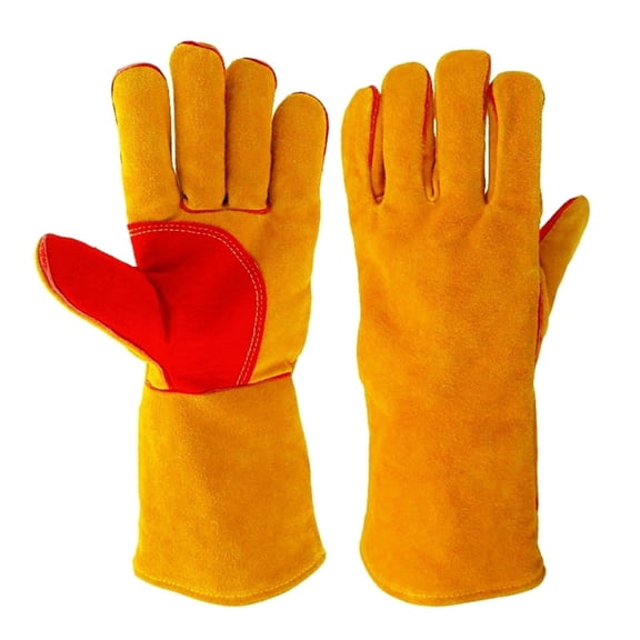Leather Safety Work Gloves Long Sleeve Heat Resistant Fireproof Forge Welding ,More Durable